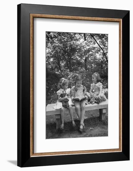 Girls Reading on Park Bench-Philip Gendreau-Framed Photographic Print