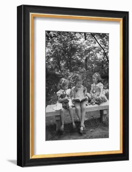 Girls Reading on Park Bench-Philip Gendreau-Framed Photographic Print