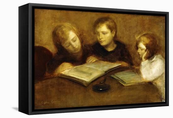 Girls Reading-Eugene Carriere-Framed Premier Image Canvas