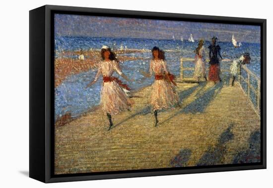 Girls Running, Walberswick Pier-Philip Wilson Steer-Framed Premier Image Canvas