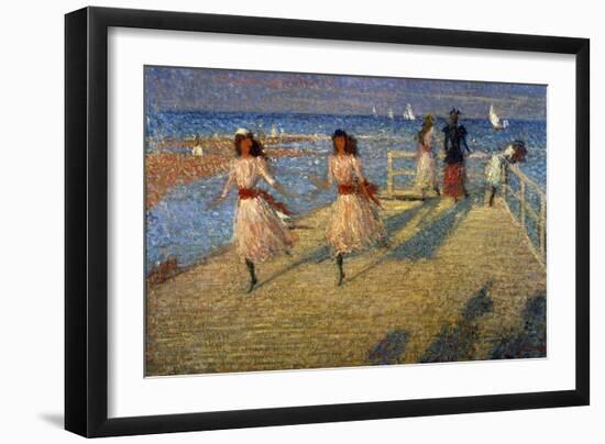 Girls Running, Walberswick Pier-Philip Wilson Steer-Framed Giclee Print