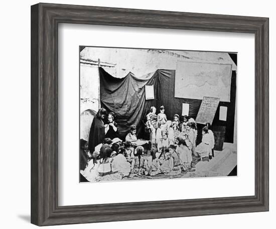 Girls' School in Algiers, C.1860 (B/W Photo)-Jacques Antoine Moulin-Framed Giclee Print