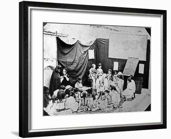 Girls' School in Algiers, C.1860 (B/W Photo)-Jacques Antoine Moulin-Framed Giclee Print