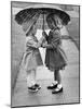 Girls Sharing an Umbrella-Josef Scaylea-Mounted Photographic Print