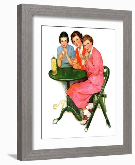 "Girls Sipping Sodas,"September 21, 1935-Ellen Pyle-Framed Giclee Print