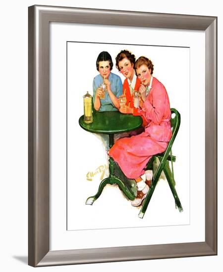 "Girls Sipping Sodas,"September 21, 1935-Ellen Pyle-Framed Giclee Print