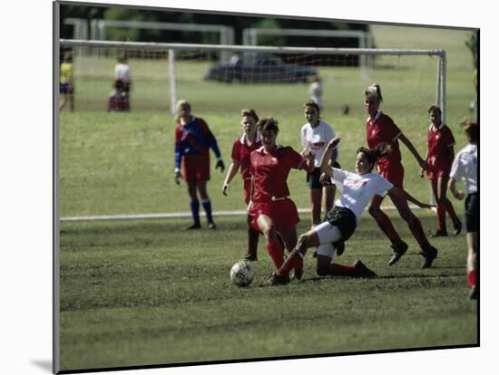 Girls' Soccer Game-null-Mounted Photographic Print