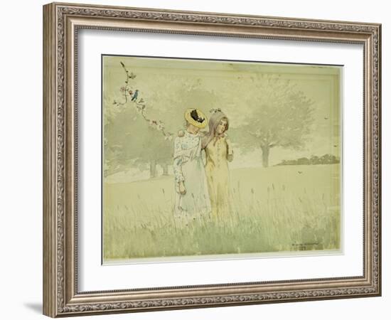 Girls Strolling in an Orchard, 1879-Winslow Homer-Framed Giclee Print