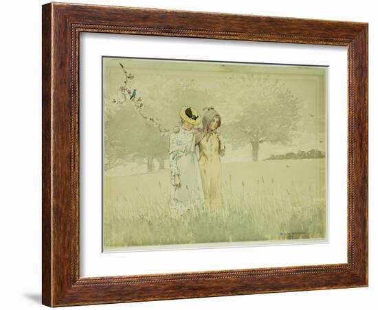 Girls Strolling in an Orchard, 1879-Winslow Homer-Framed Giclee Print