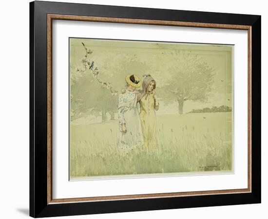 Girls Strolling in an Orchard, 1879-Winslow Homer-Framed Giclee Print