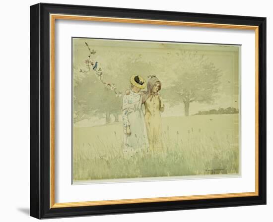 Girls Strolling in an Orchard, 1879-Winslow Homer-Framed Giclee Print