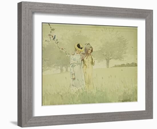 Girls Strolling in an Orchard, 1879-Winslow Homer-Framed Giclee Print