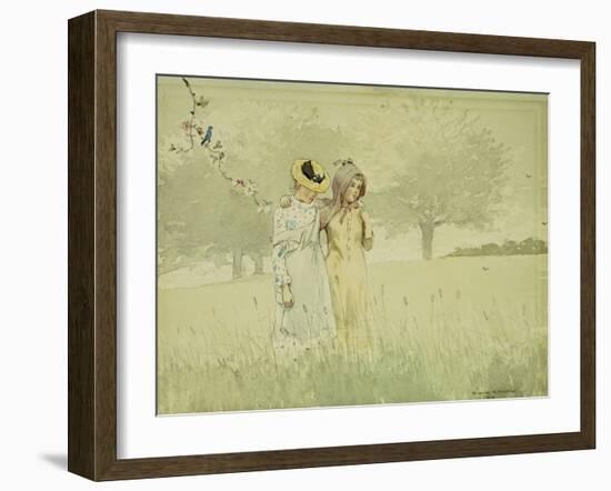 Girls Strolling in an Orchard, 1879-Winslow Homer-Framed Giclee Print