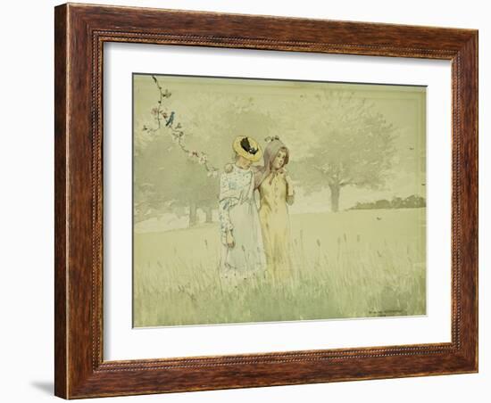 Girls Strolling in an Orchard, 1879-Winslow Homer-Framed Giclee Print