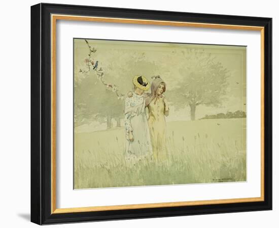 Girls Strolling in an Orchard, 1879-Winslow Homer-Framed Giclee Print