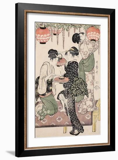 Girls under a Wisteria Espalier (1795)-Kitagawa Utamaro-Framed Art Print