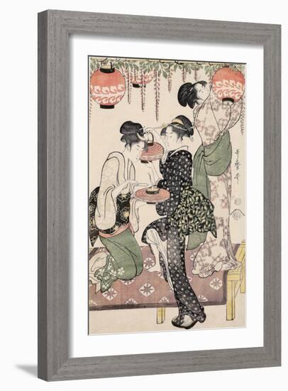 Girls under a Wisteria Espalier (1795)-Kitagawa Utamaro-Framed Art Print