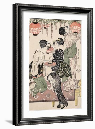 Girls under a Wisteria Espalier (1795)-Kitagawa Utamaro-Framed Art Print