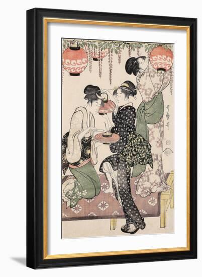 Girls under a Wisteria Espalier (1795)-Kitagawa Utamaro-Framed Art Print