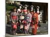 Girls Wearing Yukata, Kimono, Geisha, Maiko (Trainee Geisha) in Gion, Kyoto City, Honshu, Japan-Christian Kober-Mounted Photographic Print