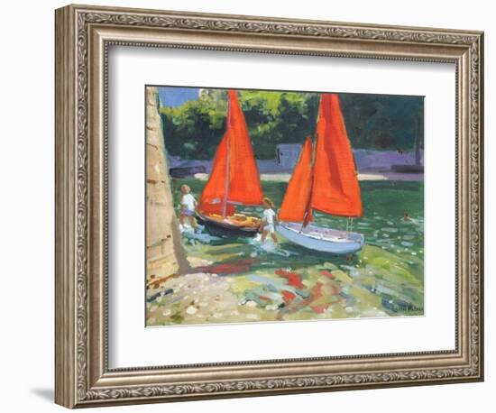 Girls with Sail Boats Looe, 2014-Andrew Macara-Framed Giclee Print