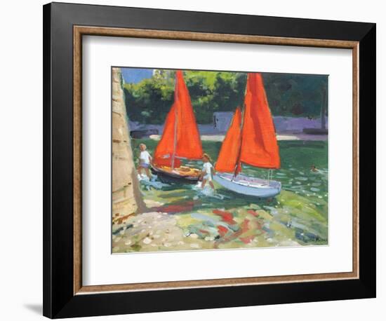 Girls with Sail Boats Looe, 2014-Andrew Macara-Framed Giclee Print