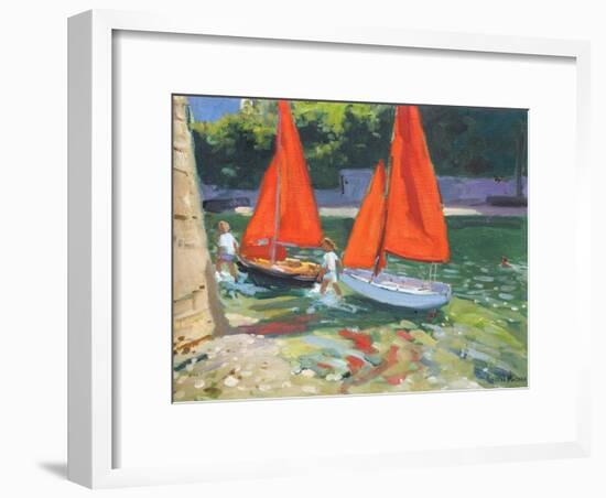 Girls with Sail Boats Looe, 2014-Andrew Macara-Framed Giclee Print