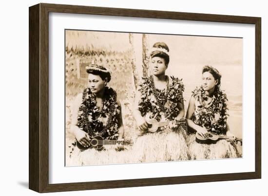 Girls with Ukuleles, Hawaii, Photo-null-Framed Art Print