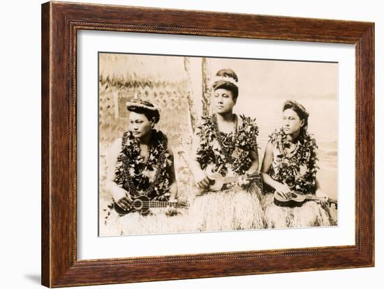 Girls with Ukuleles, Hawaii, Photo-null-Framed Art Print