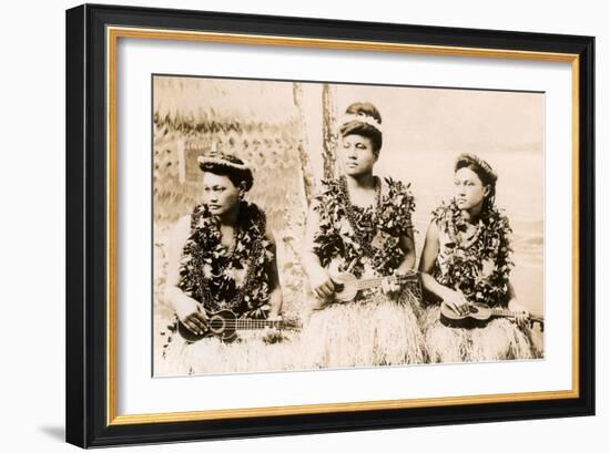 Girls with Ukuleles, Hawaii, Photo-null-Framed Art Print