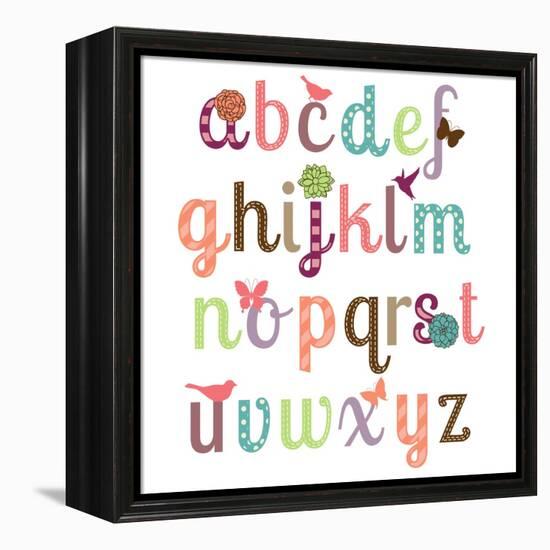 Girly Alphabet Set-Pink Pueblo-Framed Stretched Canvas