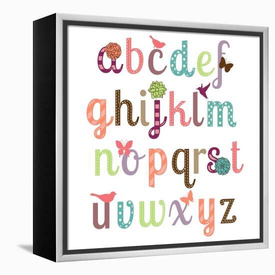 Girly Alphabet Set-Pink Pueblo-Framed Stretched Canvas