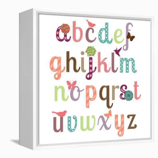 Girly Alphabet Set-Pink Pueblo-Framed Stretched Canvas