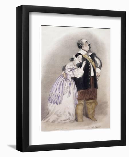 Giulia Grisi and Luigi Lablache in Roles of Elvira and George in Premiere of Opera I Puritani-null-Framed Giclee Print