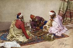 Arabs Playing Backgammon in an Interior-Giulio Rosati-Giclee Print