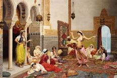 A Game of Tavli (Pencil, Watercolour, and Gouache on Paper)-Giulio Rosati-Framed Giclee Print