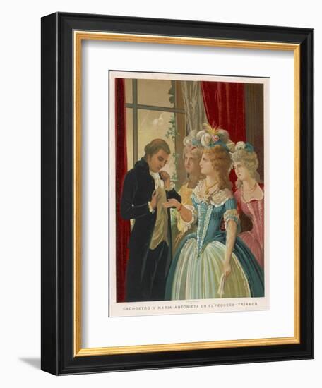 Giuseppe Balsamo Known as Cagliostro Reads the Hand of Marie Antoinette-null-Framed Art Print