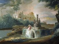 Imaginary View: Port with Ruins and Waterfall-Giuseppe Bernardino Bison-Framed Giclee Print