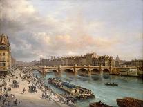 Le Marché aux fleurs, la Tour de l'Horloge, le Pont au Change et le Pont-Neuf-Giuseppe Canella-Framed Giclee Print