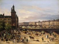View of City and Pont-Neuf from Bank of Louvre, 1832-Giuseppe Canella-Giclee Print