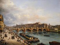 Le Marché aux fleurs, la Tour de l'Horloge, le Pont au Change et le Pont-Neuf-Giuseppe Canella-Framed Giclee Print