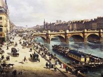 La Cité et le Pont-Neuf vus du quai du Louvre-Giuseppe Canella-Framed Premier Image Canvas
