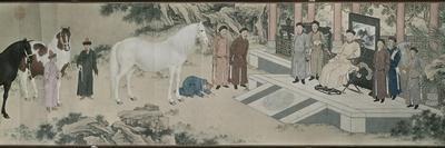 Qazaq présentant len tribut leurs chevaux à l'empereur Qianlong-Giuseppe Castiglione-Giclee Print