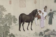 Qazaq présentant len tribut leurs chevaux à l'empereur Qianlong-Giuseppe Castiglione-Giclee Print