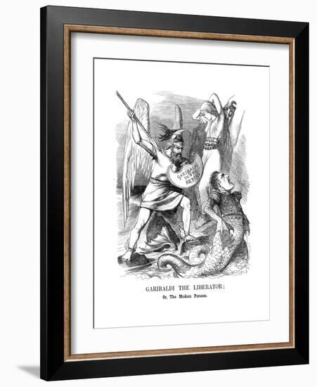 Giuseppe Garibaldi, Conquering Sicily and Naples for the New Kingdom of Italy, 1860-John Tenniel-Framed Giclee Print