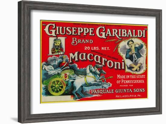 Giuseppe Garibaldi Macaroni Label - Philadelphia, PA-Lantern Press-Framed Art Print