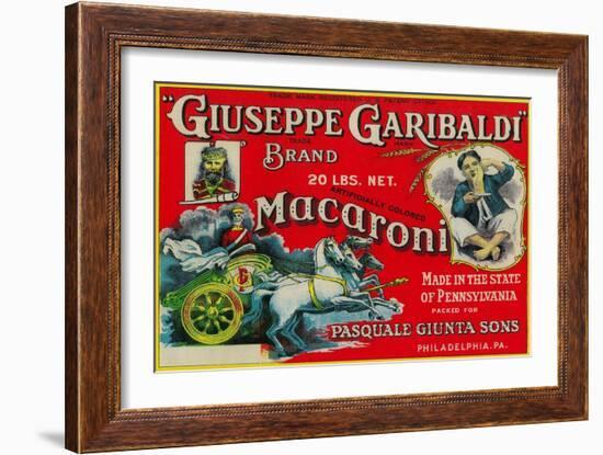 Giuseppe Garibaldi Macaroni Label - Philadelphia, PA-Lantern Press-Framed Art Print