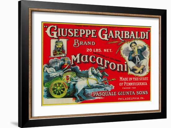 Giuseppe Garibaldi Macaroni Label - Philadelphia, PA-Lantern Press-Framed Art Print