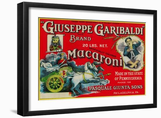 Giuseppe Garibaldi Macaroni Label - Philadelphia, PA-Lantern Press-Framed Art Print