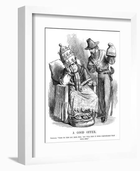 Giuseppe Garibaldi Trying to Persuade Pope Pius IX, 1860-John Tenniel-Framed Giclee Print